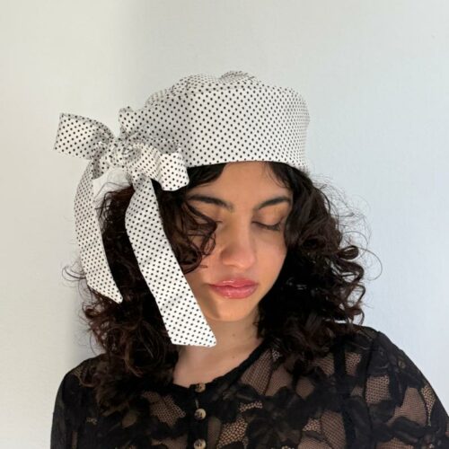 WHITE POLKA DOT HAT