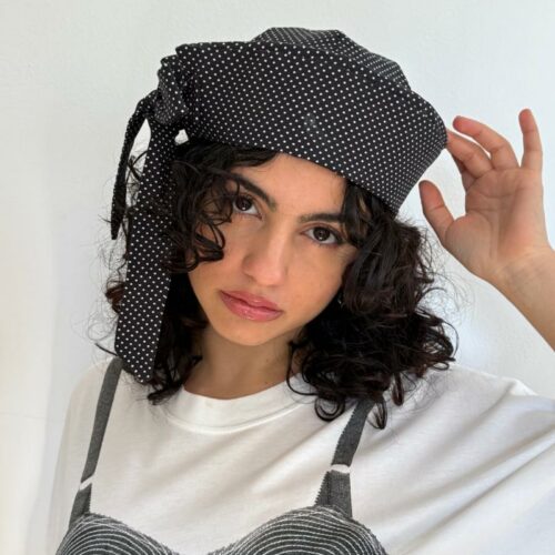 BLACK POLKA DOT HAT