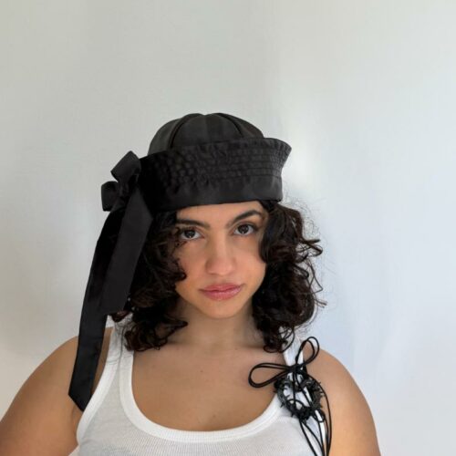 BLACK SATIN HAT