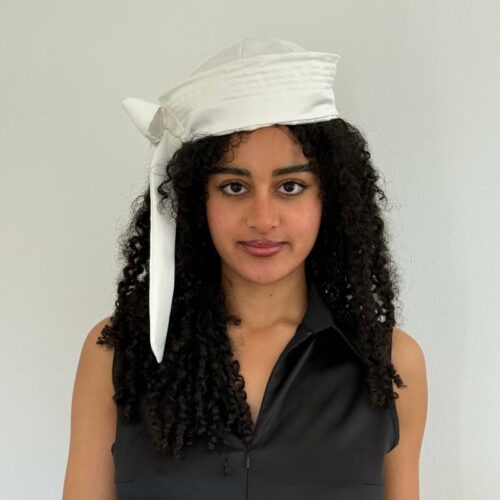 WHITE SATIN HAT