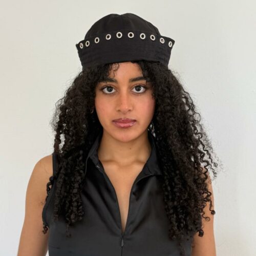 BLACK HAT WITH EYELETS
