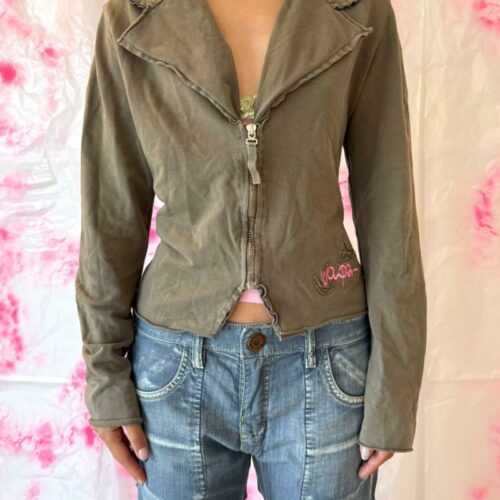 KHAKI JACKET WITH COLLAR