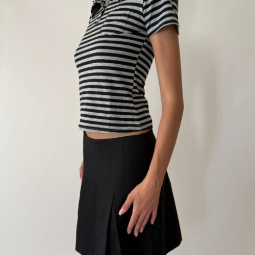 GREY AND BLACK STRIPED TOP